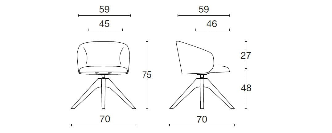 Вращающееся кресло на сиденье из ткани Diemme Loft Community ARCH-00136896 - Вид №2