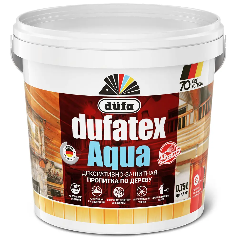 Dufa Aqua Wood Protection - Пропитка для дерева с шелковистым блеском 0.75 л 12352249 STLM-0001931 - Вид №1