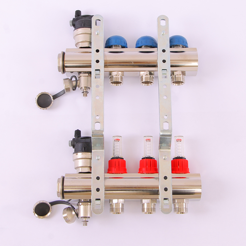 Коллекторная группа TOPWAY с термостатическими вентилями и расходомерами с метрической резьбой EMMETI 1"xM24x19 3 выхода 01298182 - Вид №3