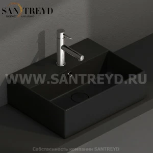 IN046AR Подвесная раковина настенная прямоугольная Ceramica Globo T-EDGE черная