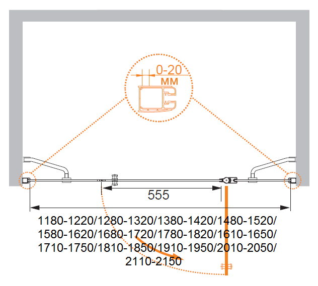 Душевая дверь в нишу CEZARES ELENA-W-B-13-30+60/60-P-Cr-L - Вид №5