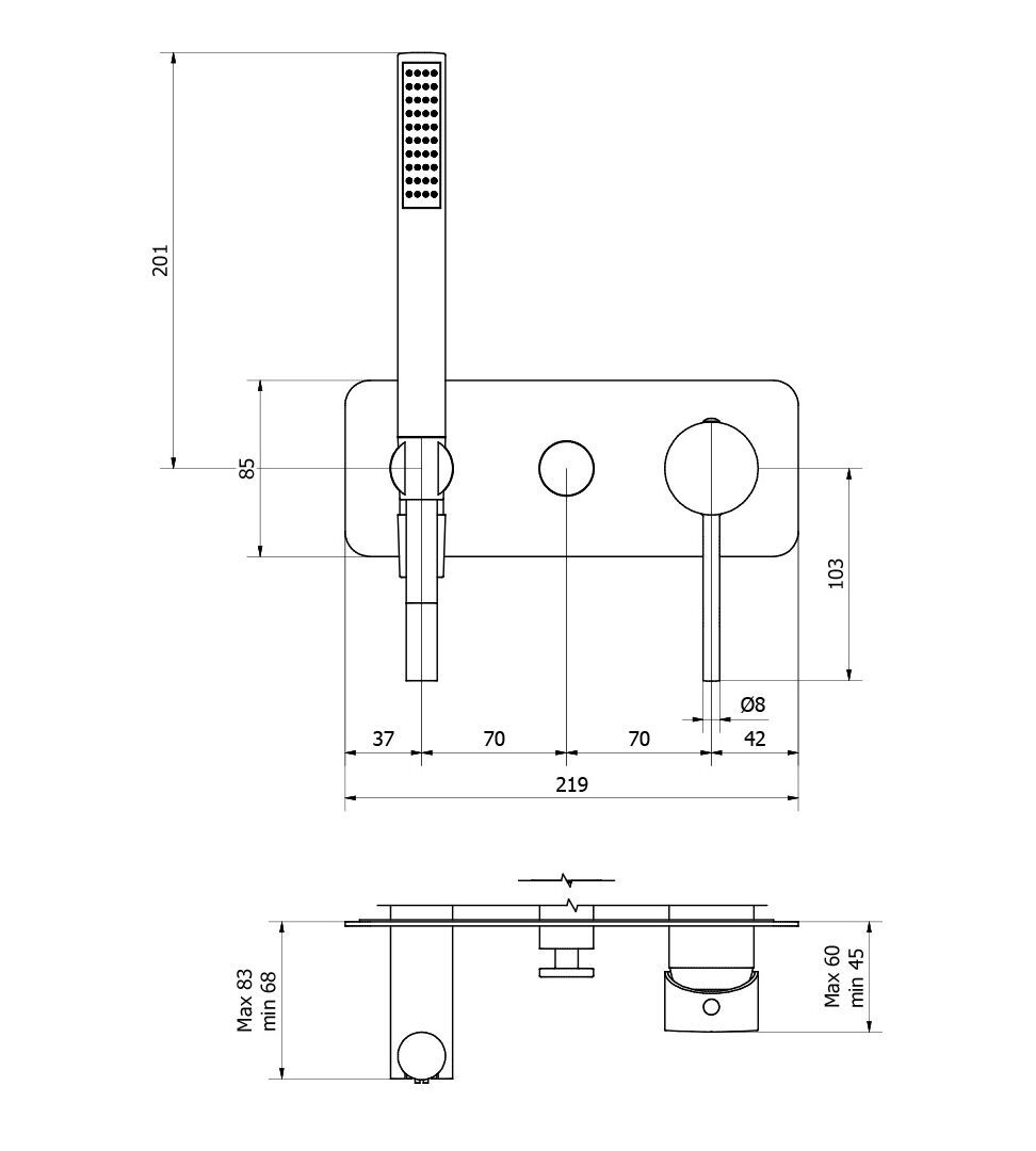 Смеситель для душа с ручным душем Aquademy круглый ARCH-00145476 - Вид №2