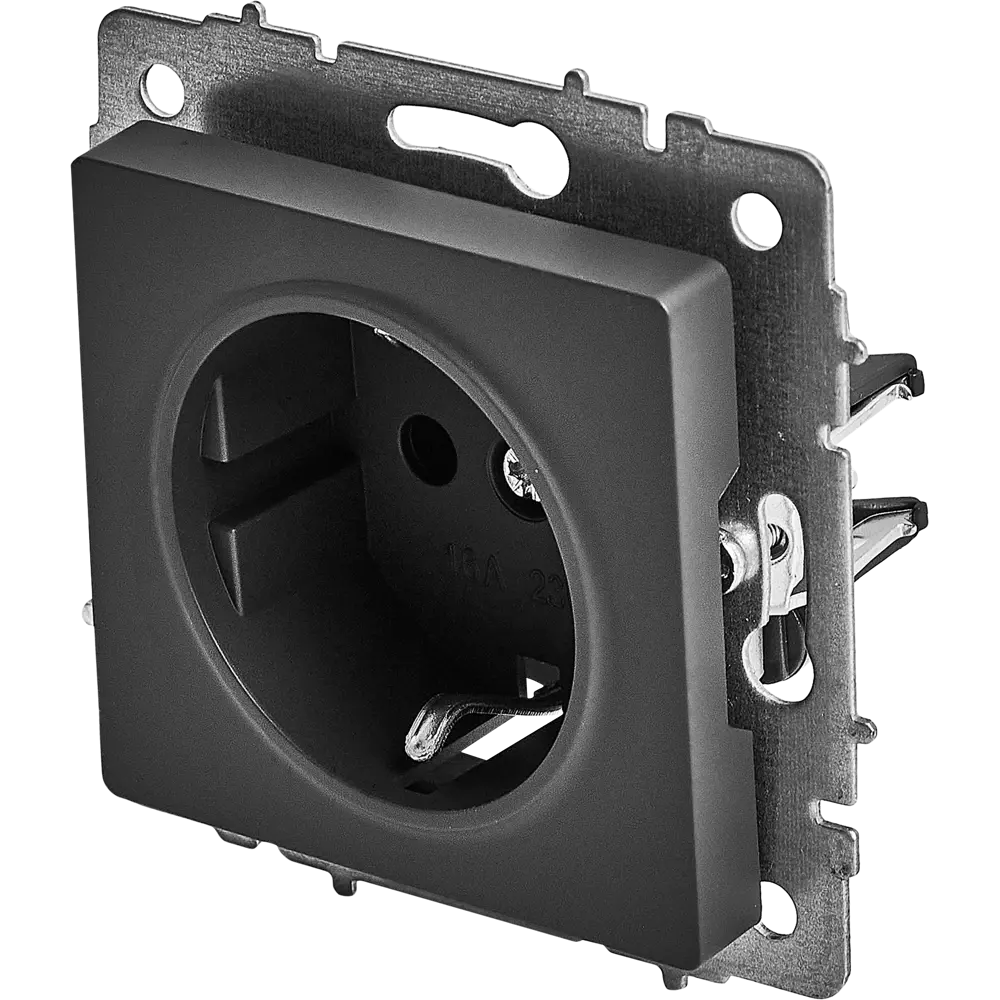 Розетка IEK Brite графит с защитными шторками и заземлением 87761581 STLM-1526629 - Вид №1