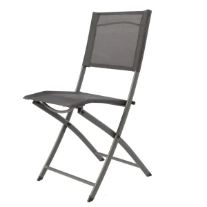 Стул садовый складной серый, 420x830x520 мм, металл/ткань