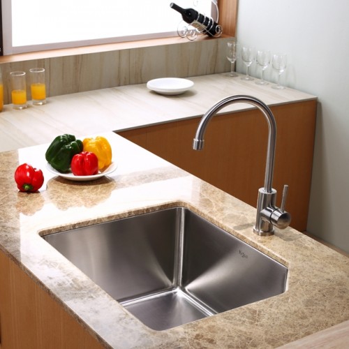 KHU121-23-KPF2160-KSD30SN Накладная раковина на столешницу  прямоугольная Krausru  - Вид №5