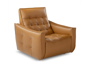 Кожаное кресло с подставкой для ног и подлокотниками