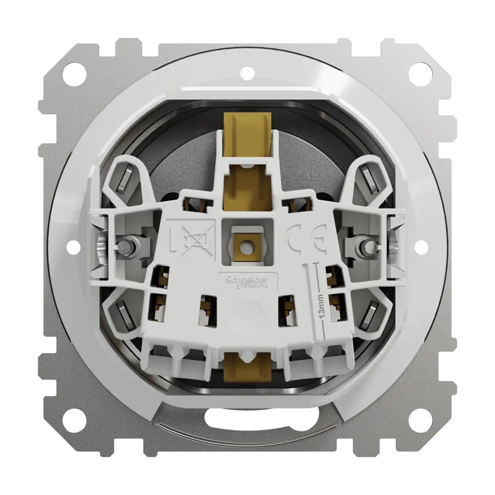 Розетка встраиваемая влагозащищенная Systeme Electric Sedna Design с крышкой IP44, цвет алюминий 84794305 STLM-2205704 - Вид №2