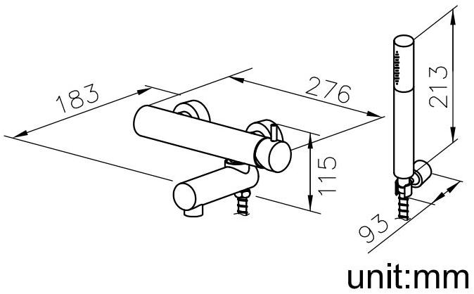 JUSTIME Смеситель для ванны из нержавеющей стали на 2 отверстия с ручным душем Still one 6770-94-81s1 - Вид №1