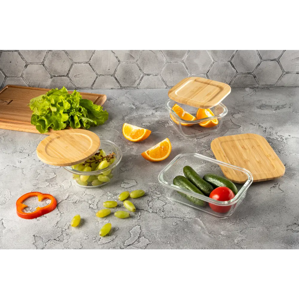 Santreyd Bambu — стеклянный контейнер с бамбуковыми акцентами 500 мл 89342867 STLM-0881197 - Вид №4