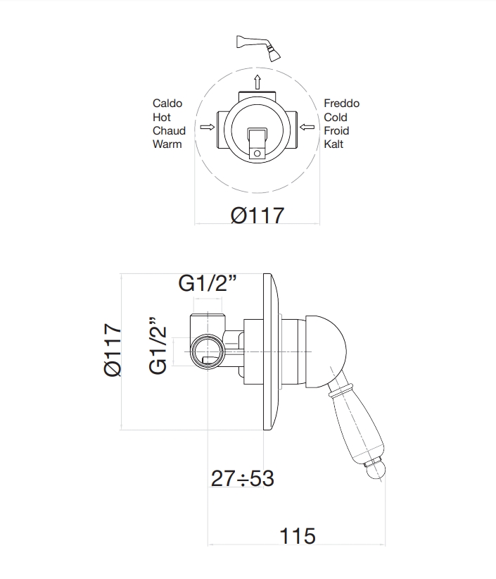 83OO5130 Смеситель для душа , золото Fiore Imperiale  - Вид №2