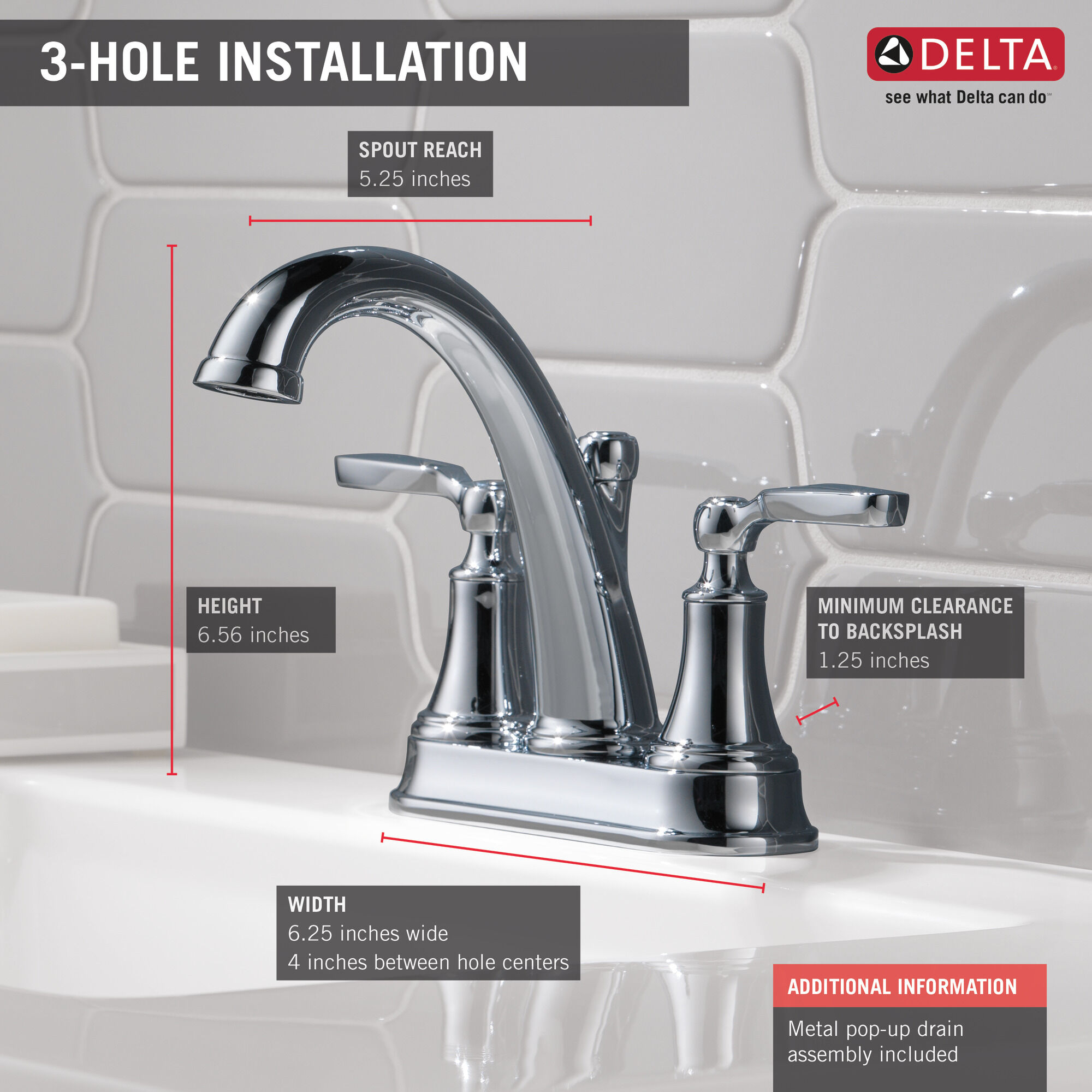 2532LF-MPU Смеситель для ванной Delta Faucet Woodhurst Хром  - Вид №1