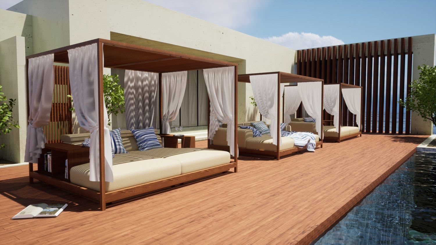 Садовая кровать с навесом iroko с солнцезащитным козырьком Formitalia Piera ARCH-00130055