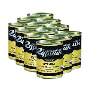 ПР0044833*12 Корм для собак Курица натуральная с пребиотиком в желе конс. 340г (упаковка - 12 шт) СЧАСТЛИВЫЙ ГУРМАН