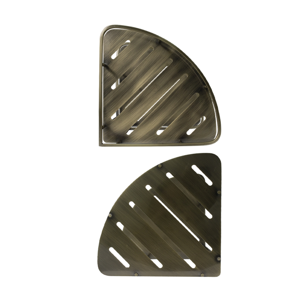 GFmark - Полочка угловая, овальная, с литым дном, двойная, 22 см - БРОНЗА, код: 77353  - Вид №7