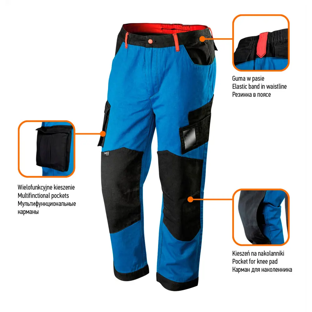 Брюки рабочие Neo 81-225-M цвет синий размер M Neò HD+ STLM-2015797 - Вид №5