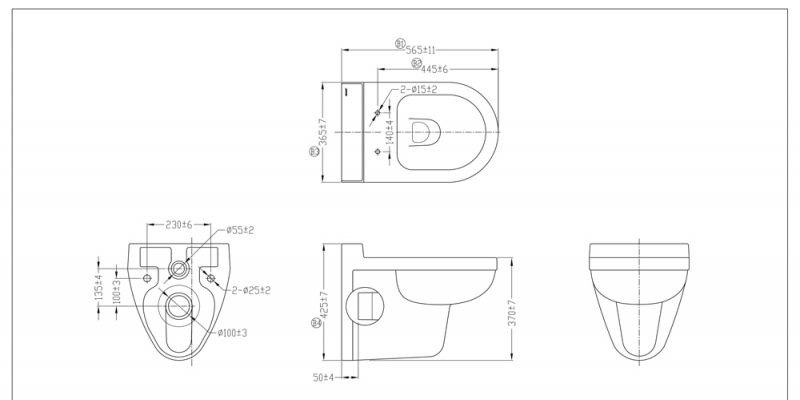 C2166W-ENG Подвесной унитаз настенный Белый Bravat New Moon Китай - Вид №2