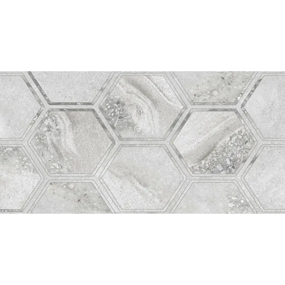 Плитка настенная Golden Tile Fusion Hexagon 30х60 см 1.44 м² цвет серый 84172738 STLM-2076874