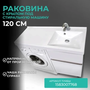 91905168 Раковина на стиральную машину LOTOS LOTOS-120(П) LOTOS-120 цвет белый STLM-1402617