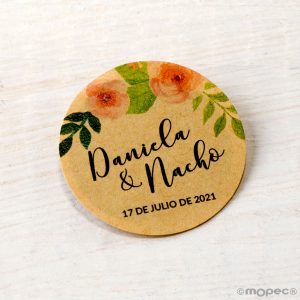 X442 PERS. 24 Индивидуальные крафт-стикеры «розовые цветы» Dekoraniaevents Bodas