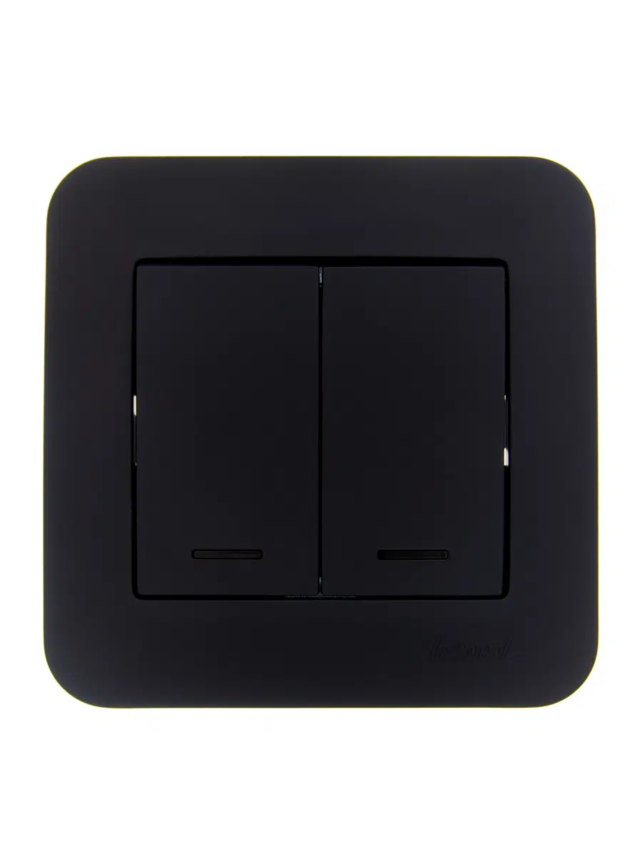 ASTI Выключатель двойной с подсветкой чёрный бархат LEZARD 7081-4242-112