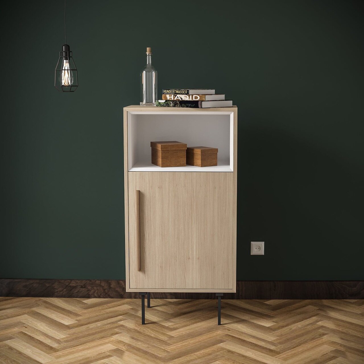 Тумба высокая деревянная 120х60 см белая Модуль-B BRAGIN DESIGN TUBE 00-3862383 Бежевый;белый - Вид №1