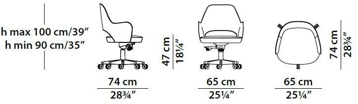 BAXTER Кожаное офисное кресло с регулируемой высотой на колесиках Colette sun-id-1486209 - Вид №4