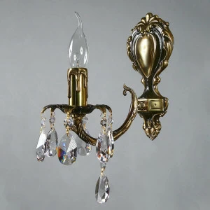 Бра светодиодное хрустальное бронзовое Benisa 2226/1 PB Tear Drop AMBIENTE СВЕЧА 00-3927905 Бронза;прозрачный