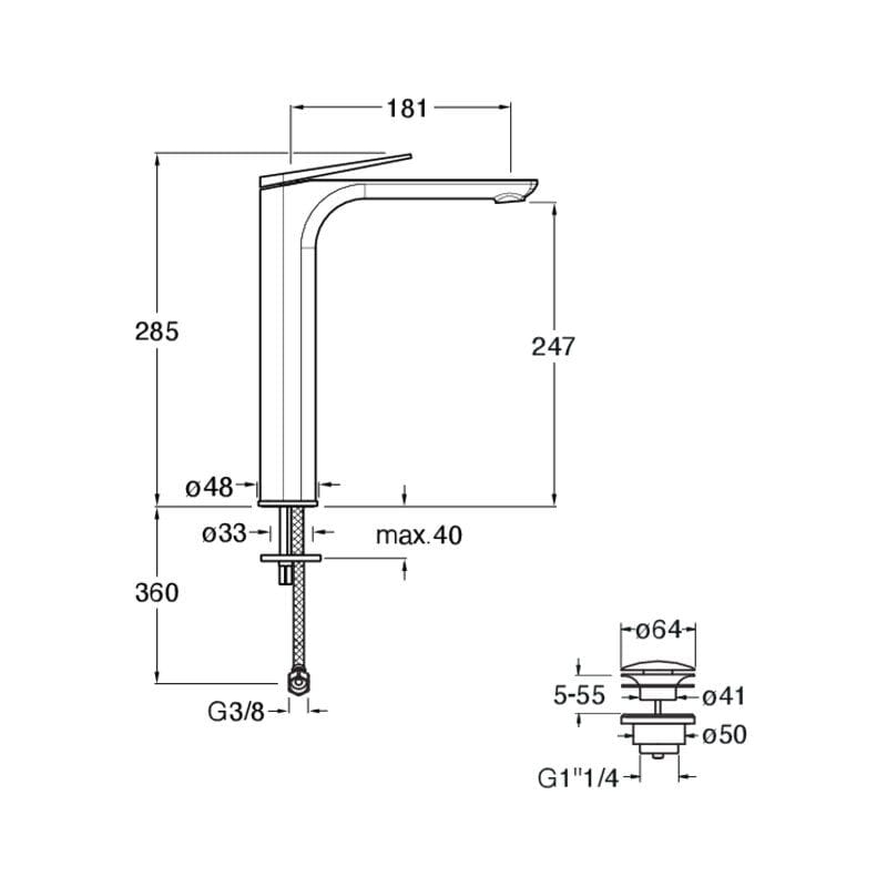 Однорычажный смеситель для раковины CRISTINA Rubinetterie Blade ARCH-00128422