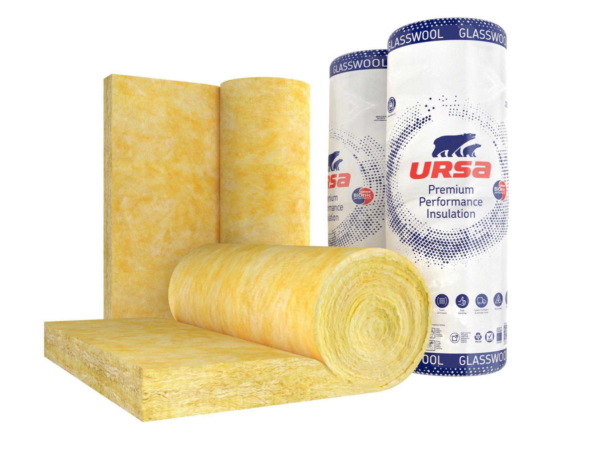 Водоотталкивающий рулонный войлок из стеклянной ваты Ursa URSA GLASSWOOL ARCH-00069159