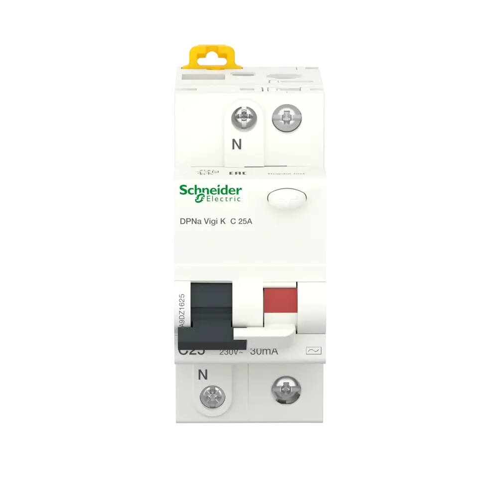 Дифференциальный автомат Systeme Electric Acti9 1P N C25 A 30 мА 4.5 кА AC A9DZ1625 82850879 STLM-2152878  - Вид №1