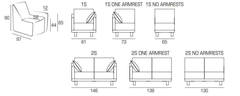 2-местный тканевый диван Domingo Salotti Араки ARCH-00116961 - Вид №2