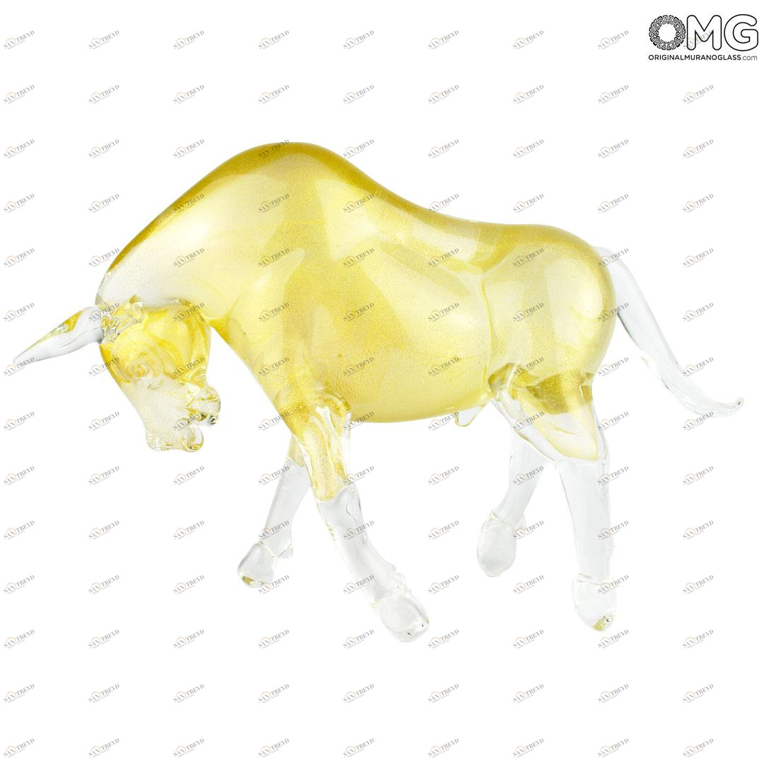3232 ORIGINALMURANOGLASS Скульптура "Золотой буйвол" - автор Alessandro Barbaro - золото - Original Murano Glass OMG 40 см 