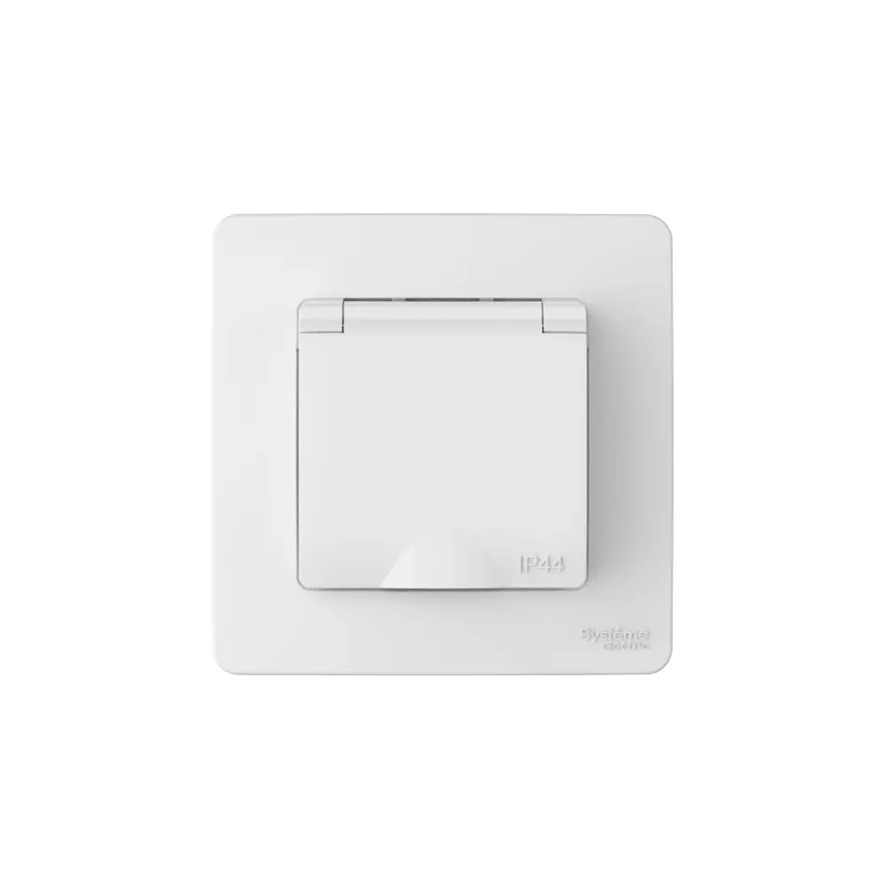 Розетка встраиваемая Systeme Electric Blanca с заземлением с крышкой и шторками цвет белый STLM-2066338