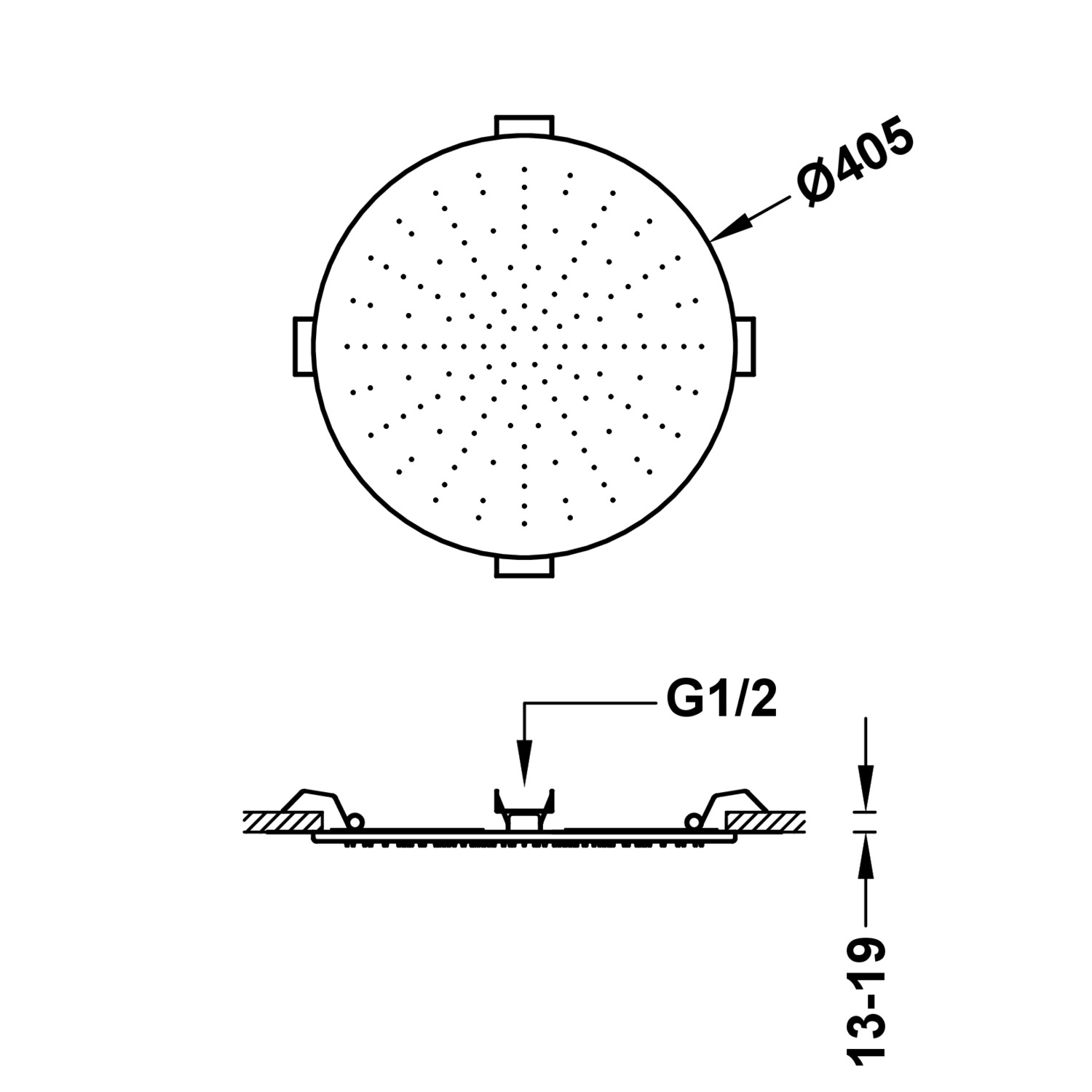 Скрытая потолочная насадка для душа-13495001 TRES Showers - Вид №1