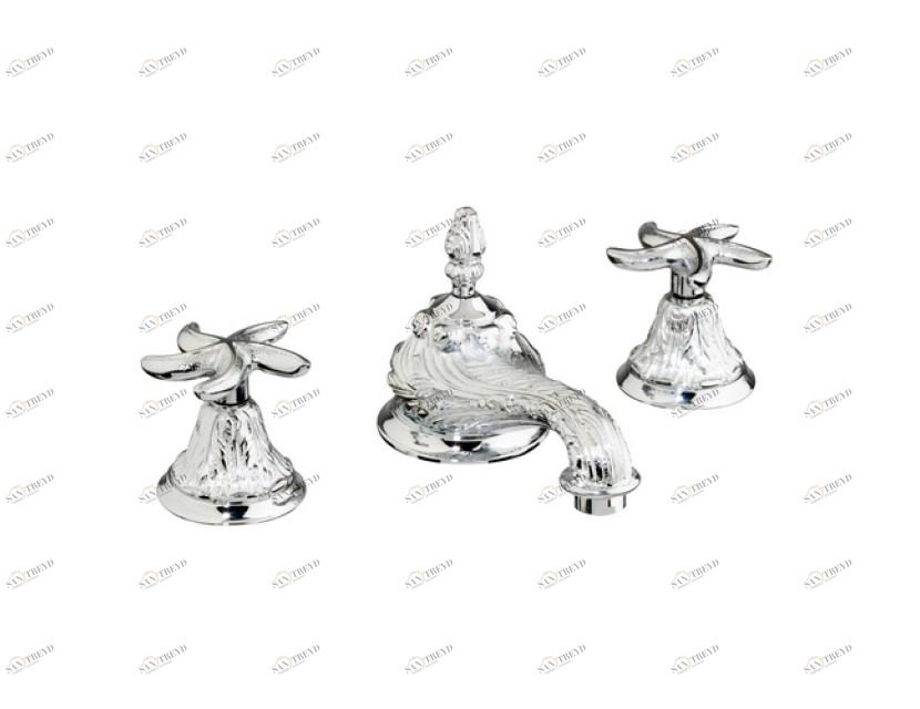 230701.B040.53 Раковина с тремя отверстиями и сливом click-clack Хром с черной патиной Mestre Versailles