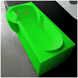 Ванна Gruppo treesse Simona V5677-SX-ZEZ зелёная с  золотой фурнитурой и гидромассажем прямоугольная правая