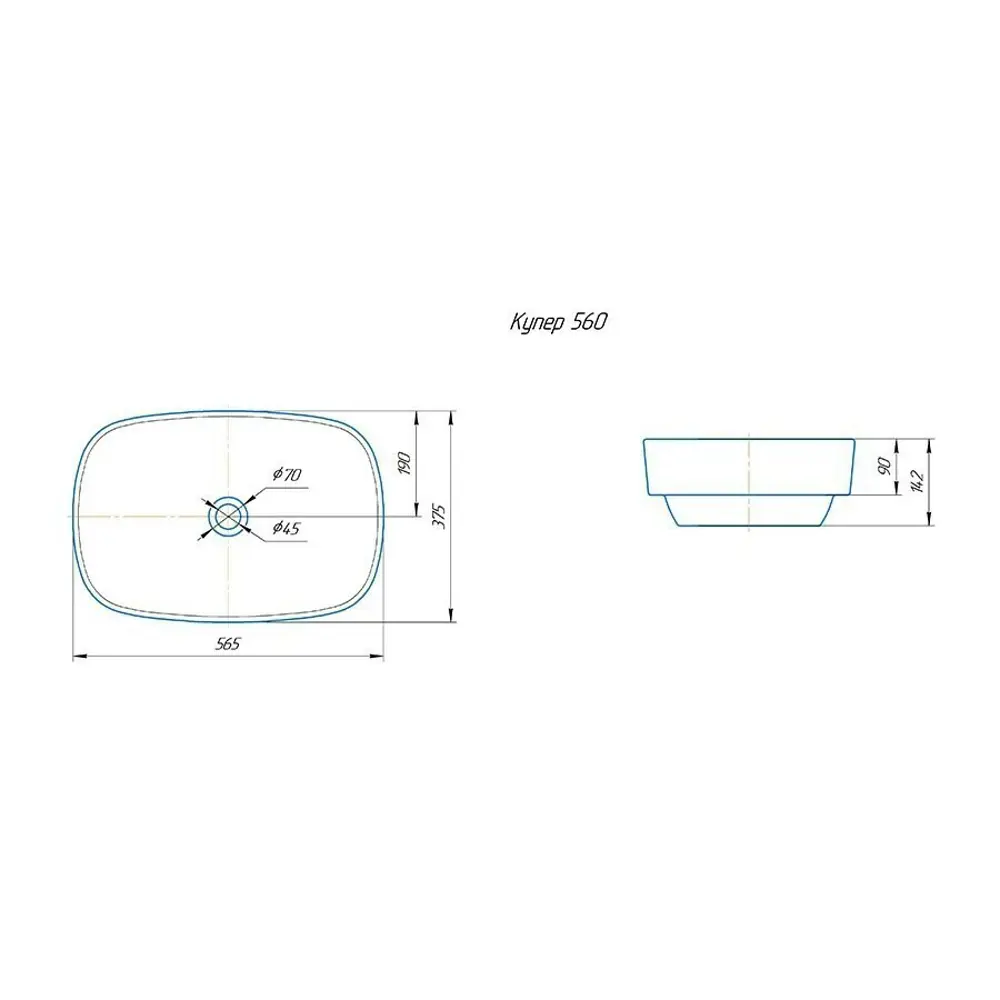 KIROVIT Купер - Фарфоровая раковина для ванной 56 см 82127511 STLM-0019951 - Вид №3