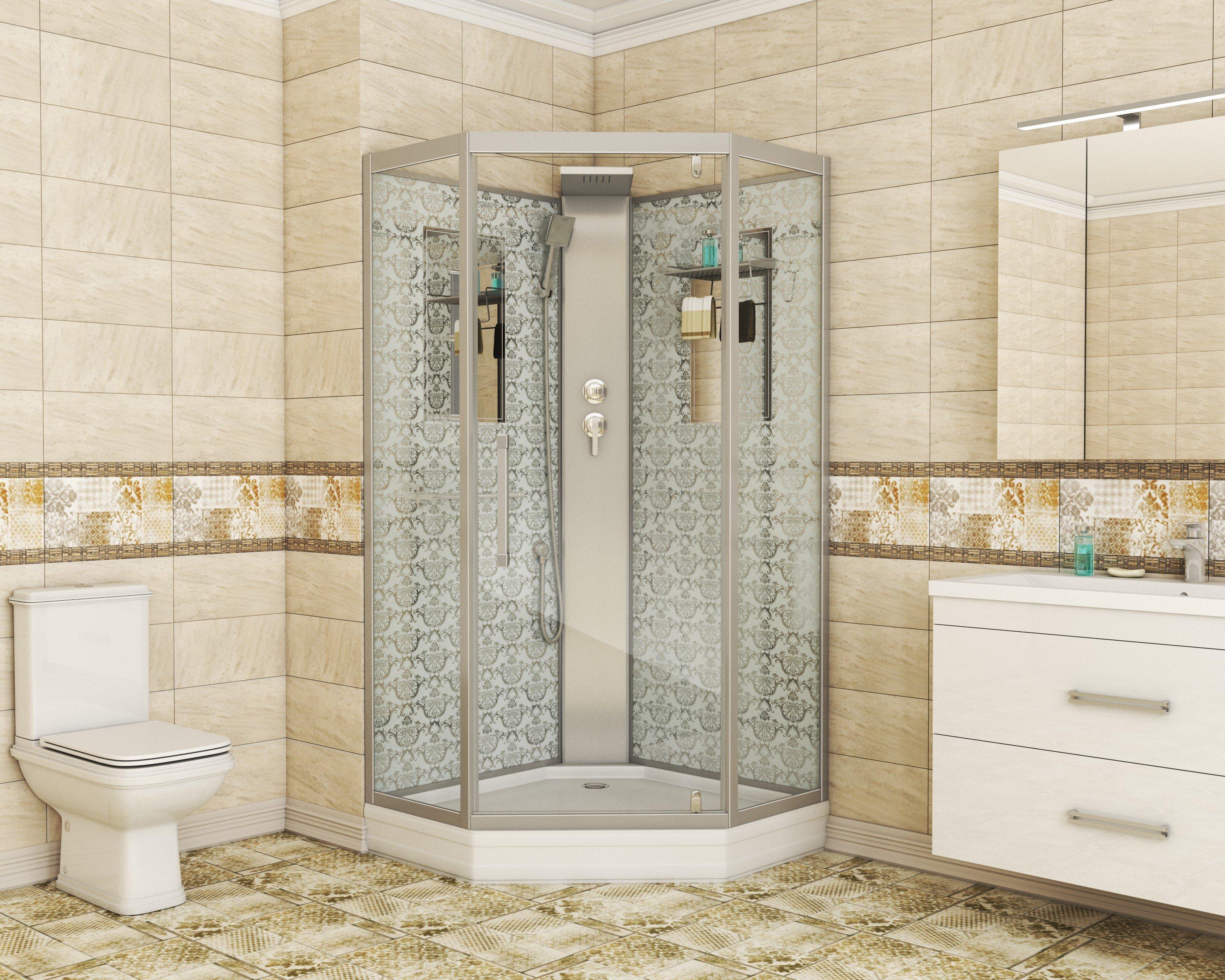 Душевая кабина NG-7717WBK (1000x1000х2100) низкий поддон стенки БЕЛЫЕ БЕЗ КРЫШИ 4 места Niagara Luxe - Вид №1