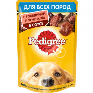ПР0053691 Корм для собак Говядина, ягненок пауч 85г PEDIGREE