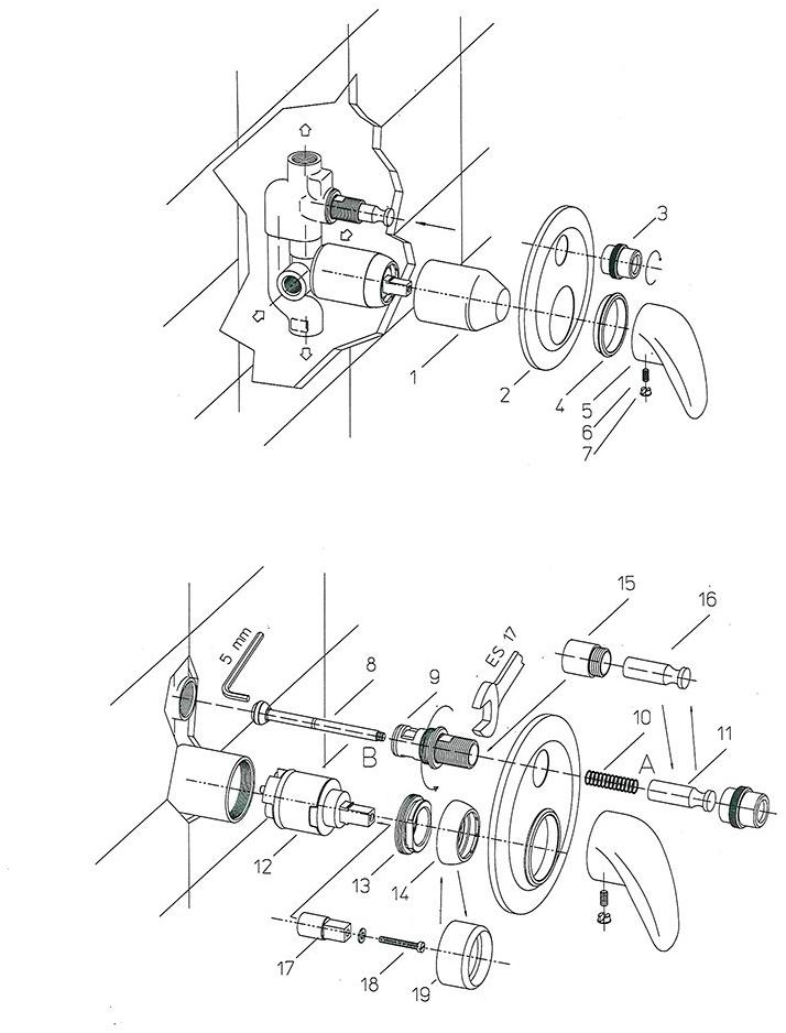 Paini F1 F1CR691 смеситель встраиваемый для душа с дивертором - Вид №1