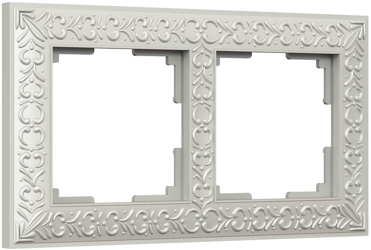 4690389063503 Рамка на 2 поста жемчужный WL07-Frame-02 Werkel Antik