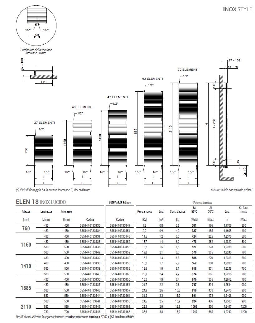 Полированная сталь горячая вода полотенцесушитель Cordivari ELEN ARCH-00019353 - Вид №1