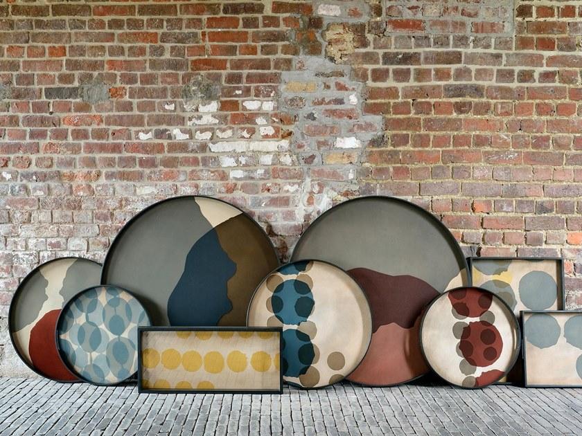 Ethnicraft Круглый поднос из дерева и стекла Linear flow 20908 - Вид №3