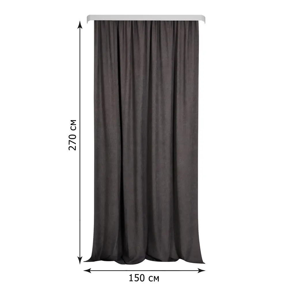 Штора на ленте Маро 150×270 см серый сатин 89429986 Santreyd STLM-1582201 - Вид №2