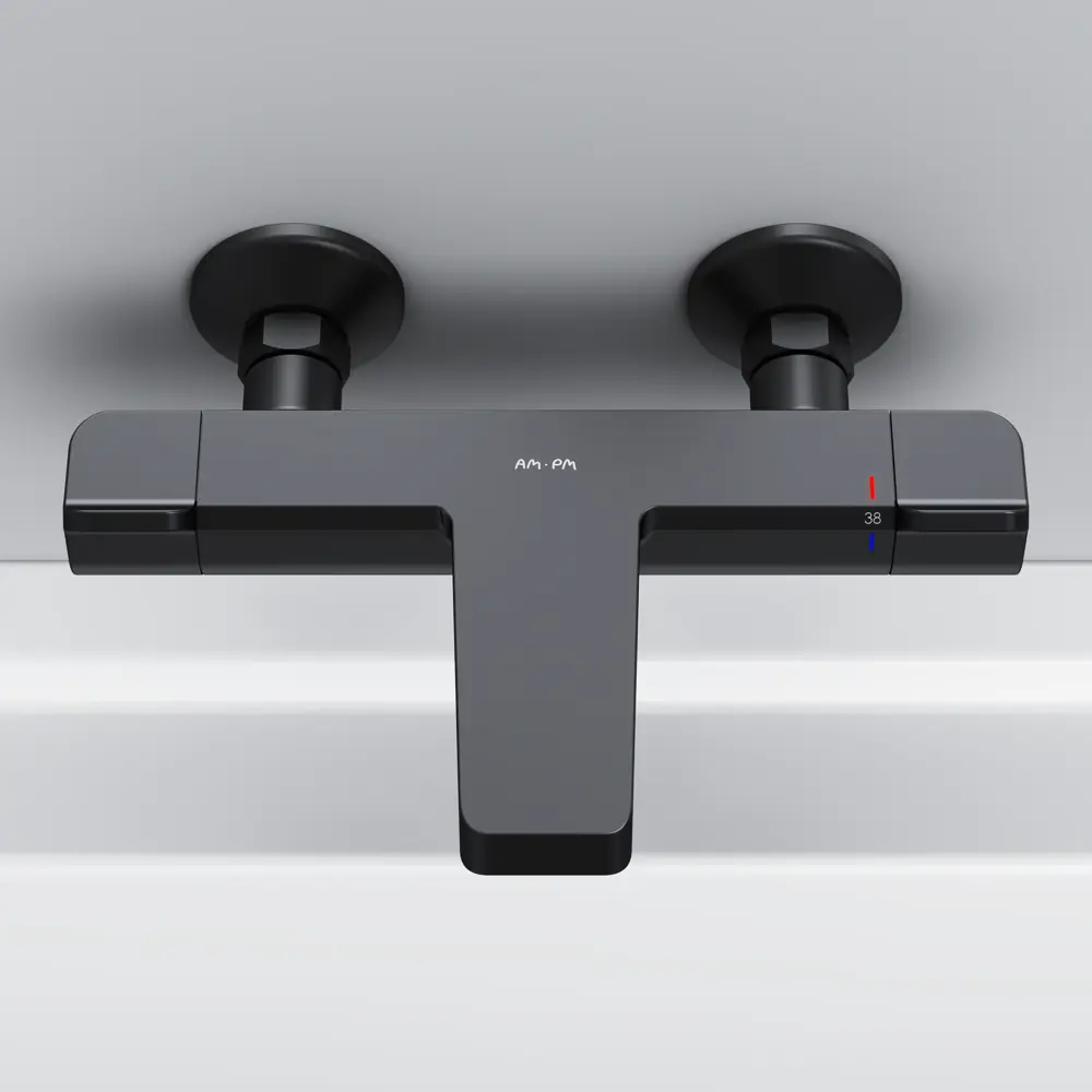 Термостатический смеситель AM.PM Flash для ванной с черным матовым изливом 89346505 STLM-0978922 - Вид №7