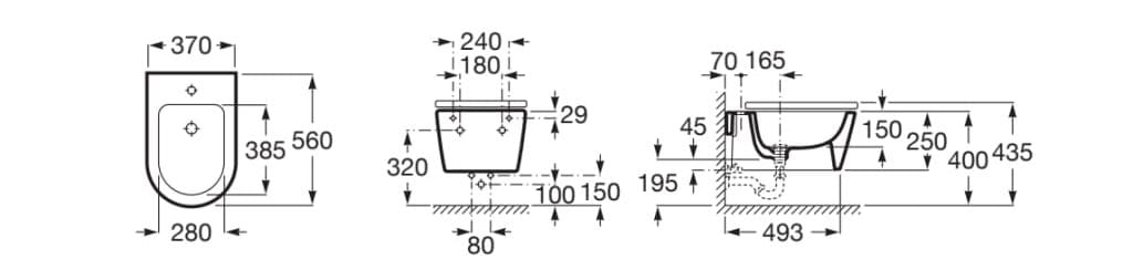 Керамическое подвесное биде Roca Inspira ARCH-00114925 - Вид №3