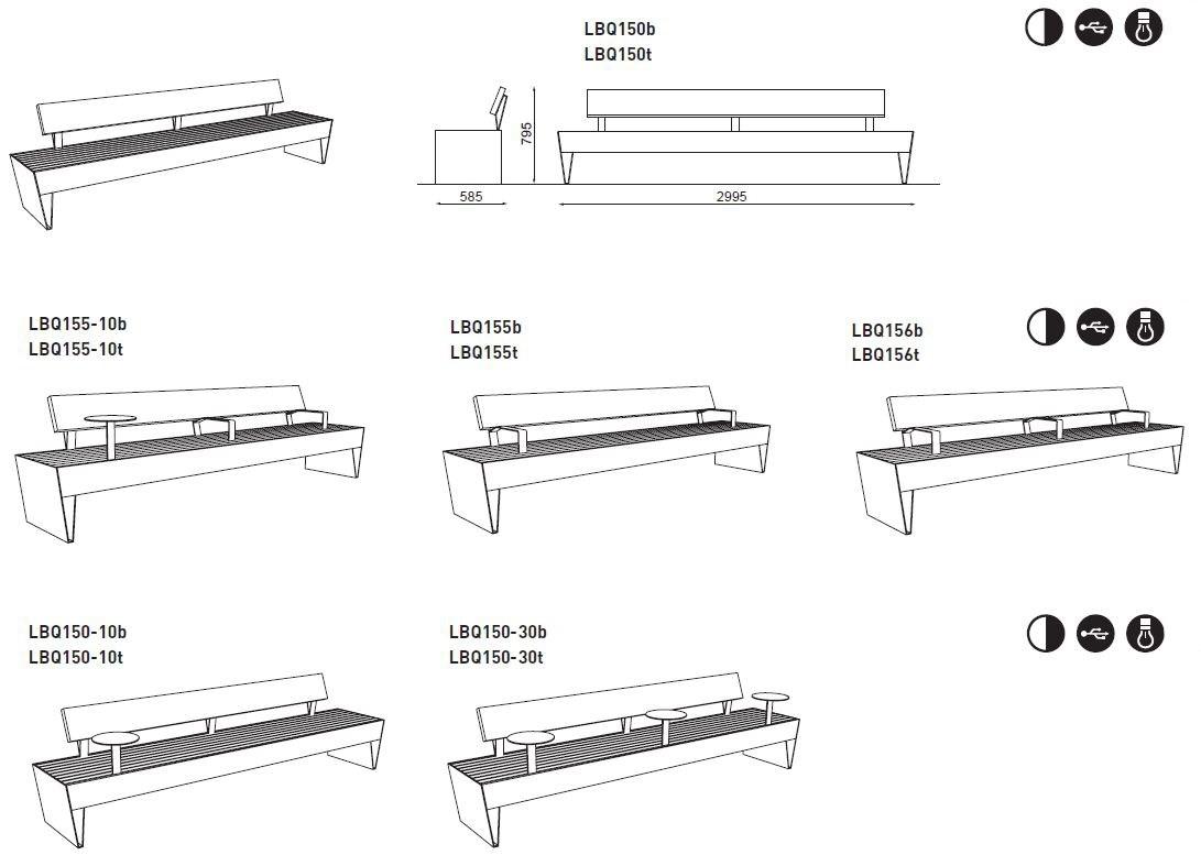 mmcité1 Скамья со спинкой Blocq sun-id-1491186 - Вид №11