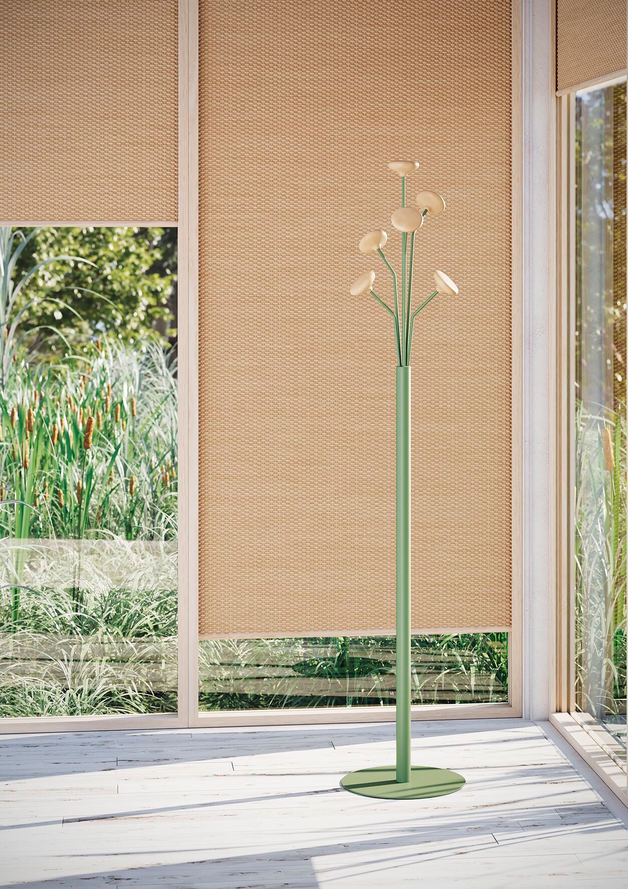 Стальная и деревянная напольная вешалка Manade Lotus, Piléa, Roseau ARCH-00062489 - Вид №3