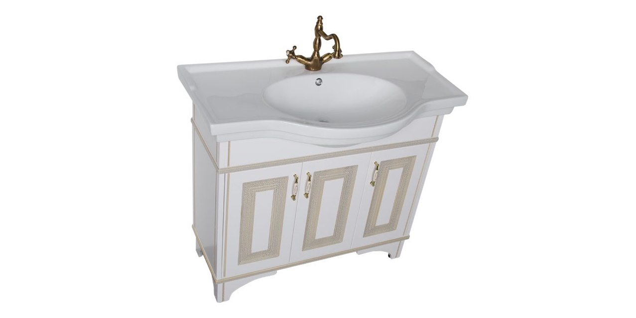 Комплект мебели Aquanet Валенса 100 белый краколет/золото 00182921 - Вид №3