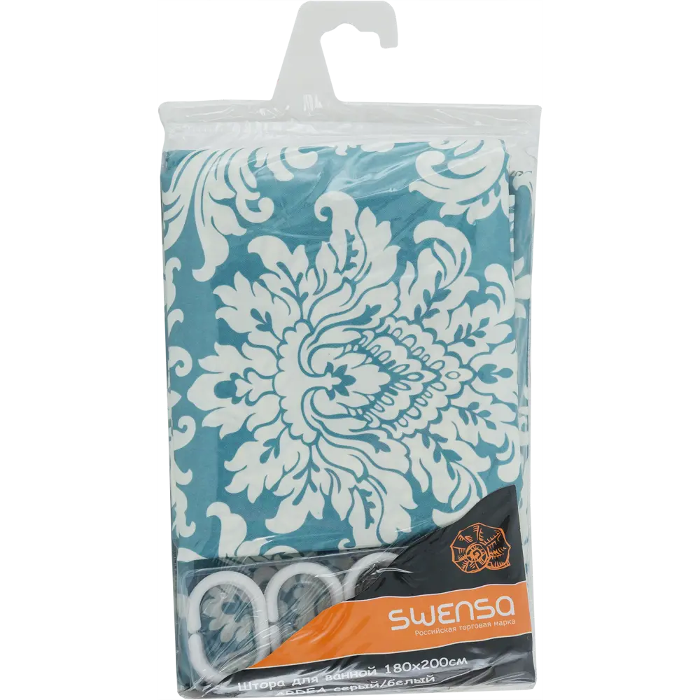 Штора для ванны Ardea SWC-90 с кольцами 180х200 см, полиэстер, цвет белый/серый SWENSA STLM-2041551 - Вид №5